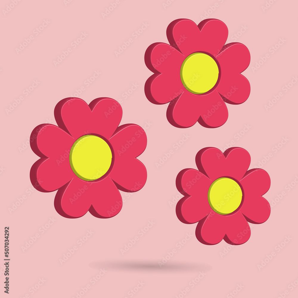 3D pink flower icon, nature theme for your property decoration images