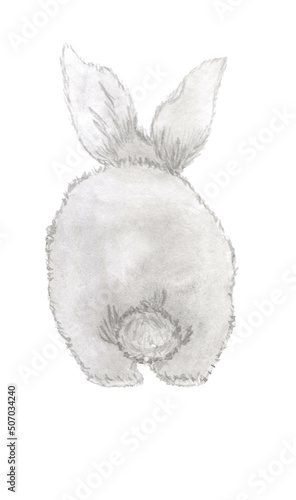 Watercolor cute bunny rabbit tail
