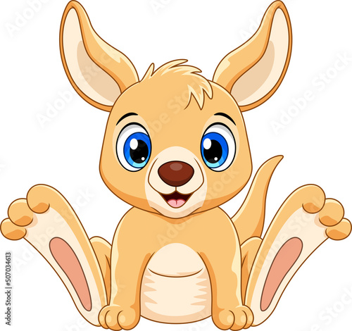 Cartoon cute baby kangaroo sitting