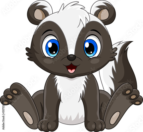 Cartoon cute baby skunk sitting