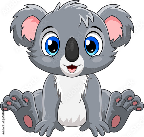 Cartoon cute baby koala sitting