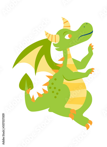 Cute dragon. Fairytale amphibian. Vector illustration