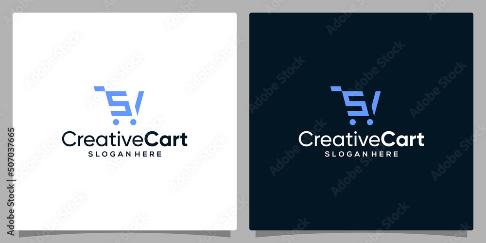 Fototapeta premium Template design icon logo vector shopping cart with symbol initial letter S. Premium vector