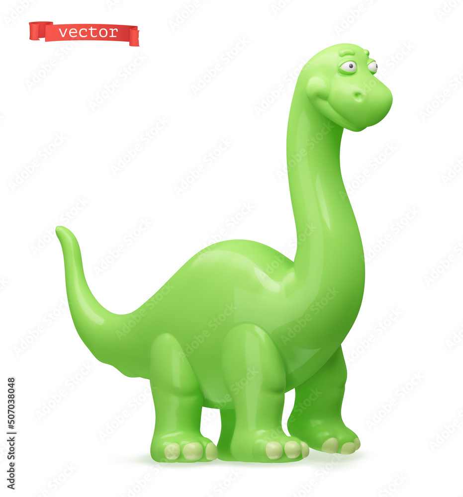 Dinosaur 3d vector icon. Brachiosaurus, sauropod cartoon character Dinosaur 3d vector icon. Brachiosaurus, sauropod cartoon character