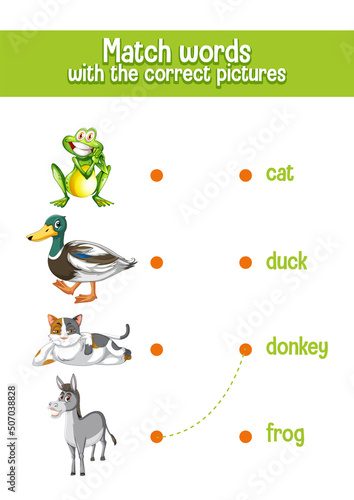 Worksheet design for matching words
