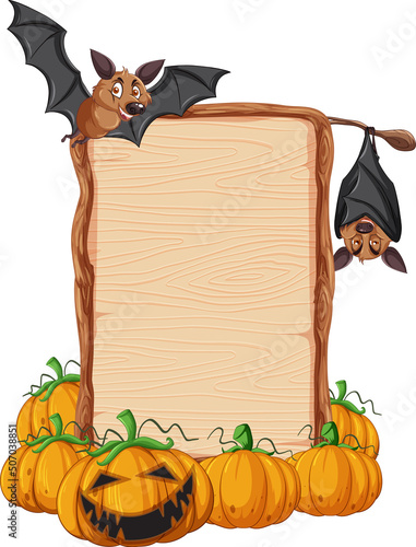 Bat with wooden sign banner