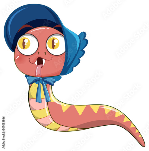 Cute snake in cartoon style