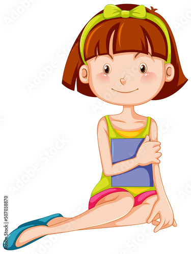 A beautiful girl sitting on the floor holding a book