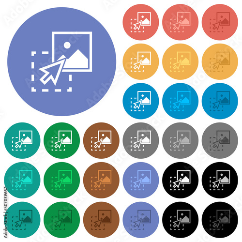 Drag image to upload round flat multi colored icons