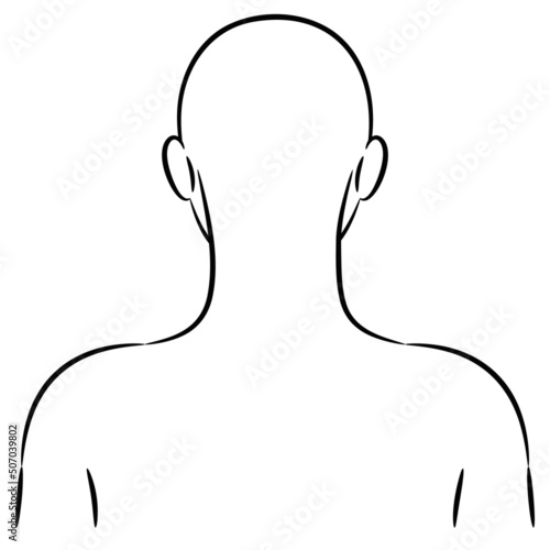 人体のパーツ 白黒のカットイラスト素材 / 後ろから見た頭部