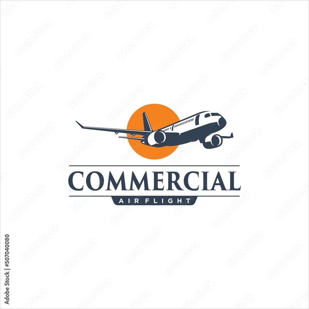 Plane Airplane Aircraft Commercial Logo Design Vector Image
