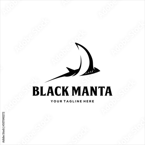Black Manta Ray Line Art Logo Design Vector