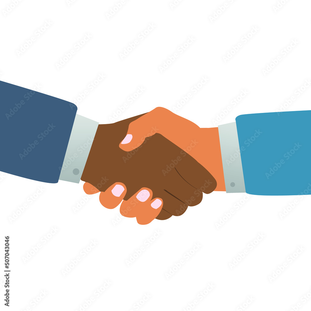 Business handshake, business acquaintance, man greet man, flat illustration, concept of successful partnership deal and greeting friendship gesture or agreement Business handshake, business acquaintance, man greet man, flat illustration, concept of successful partnership deal and greeting friendship gesture or agreement