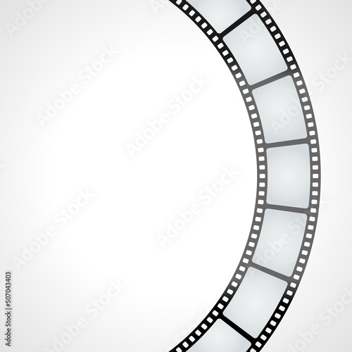 Circle from retro roll film vector illustration. Piece of blank transparent roll film for movie production and cinematography industry forming ring on white background