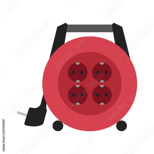 reel extension cord isolated on white