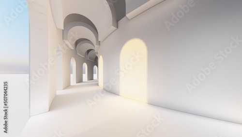 Architecture interior background empty arched pass 3d render © Annuitti