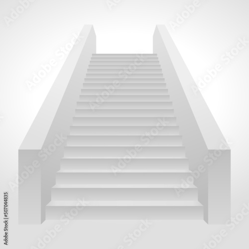 Vector illustration of simple gray staircase going up and leading to upper storey designed for modern building