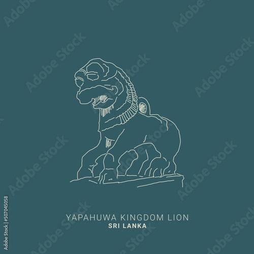 Sri Lanka - Yapahuwa historical places, landmark , hand drawing, sketch art, line art Vector Illustration