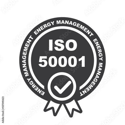 ISO 50001 standard certificate badge - Energy management. 