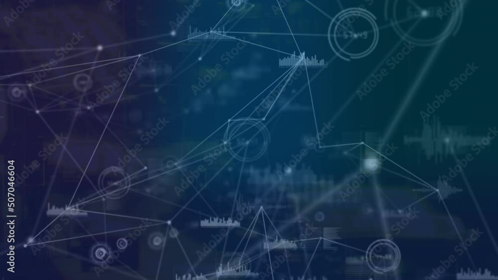 Animation of network of connections and diverse data processing in digital space Animation of network of connections and diverse data processing in digital space
