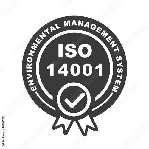 ISO 14001, environmrntal, certified, quality management, sign, icon, vector.
