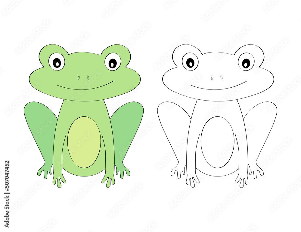 Obraz premium hand-drawn frog for the coloring book 