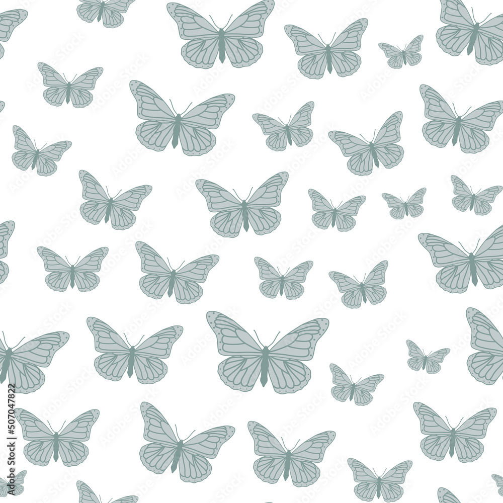 Gey-Blue different sizes romantic butterflies seamless pattern Gey-Blue different sizes romantic butterflies seamless pattern