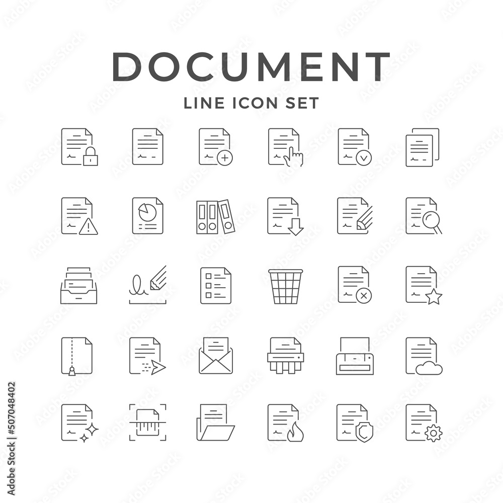 Set line icons of document Set line icons of document