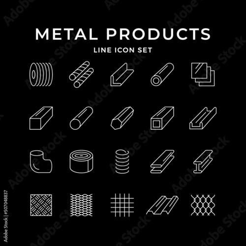 Set line icons of metal products