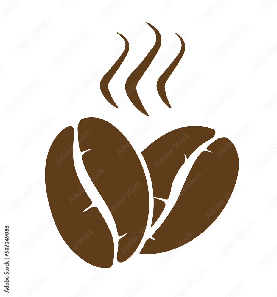 Fototapeta premium Steaming coffee beans vector illustration