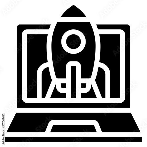 Rocket Launch Laptop Icon