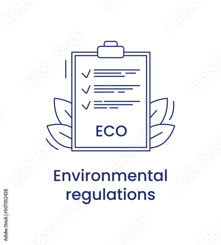 Environmental regulations icon, ESG concept. Vector illustration isolated on a white background.