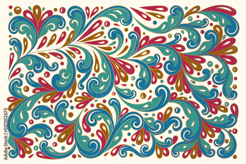Leaves background. Vector ornament pattern. Paisley elements. Great for fabric, invitation, wallpaper, decoration, packaging or any desired idea.