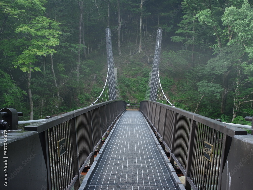 木の俣渓谷の巨岩吊橋, Kyogan-turibashi bridge in Kinomata Valley, Tochigi Prefecture, Japan
