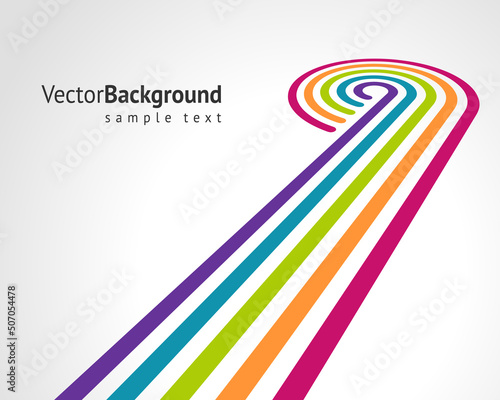 Colorful lines with curved circle end abstract geometric decorative design background template place for text vector illustration. Multicolored rainbow stripes ornament creative wave business poster