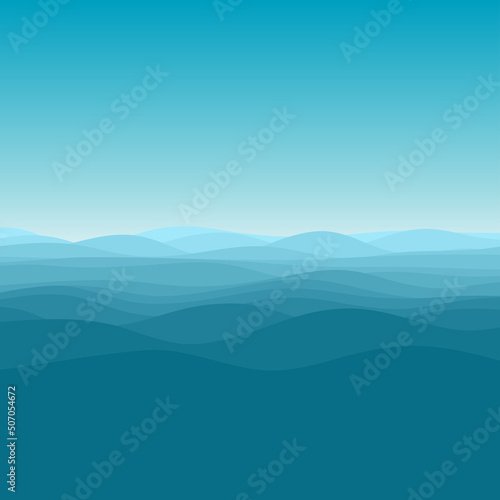 Abstract sea wave horizon natural beach landscape background template vector illustration. Futuristic seaside water stormy scenery ocean dynamic creative design pattern liquid marine wet stream