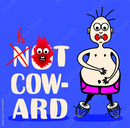 Принти на полотні Naked cowardly man in vector