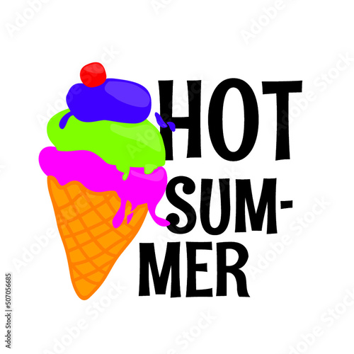 Ice cream in vector illustration  cartoon design  summer character