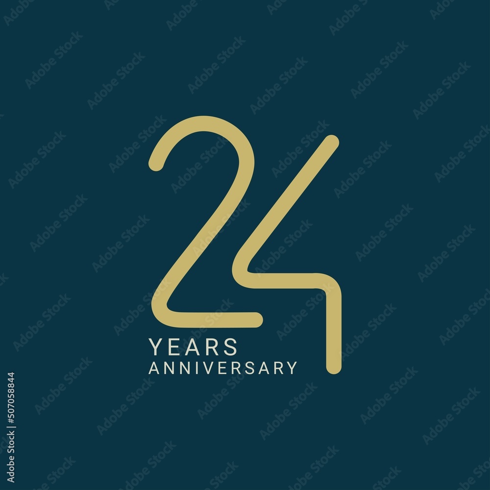 Obraz premium 24 Year Anniversary Logo, 24 birthday, Vector Template Design element for birthday, invitation, wedding, jubilee and greeting card illustration.
