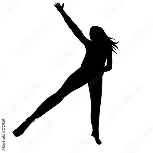 girl jumping silhouette on white background