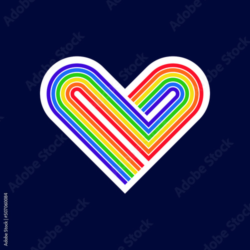 LGBT pride flag or rainbow pride flag on heart background.LGBT Pride Month in June. Lesbian Gay Bisexual Transgender. Celebrated annual. LGBT flag. Rainbow love concept. Human rights and tolerance.