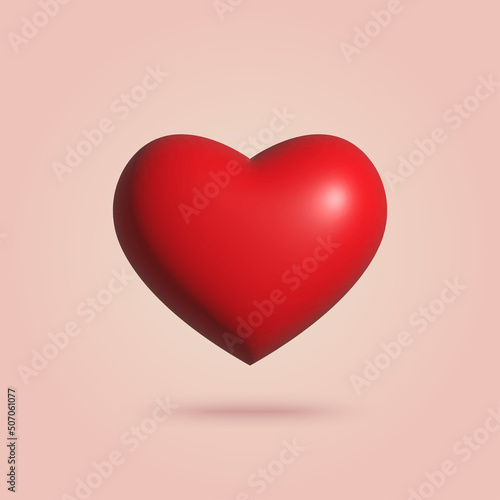 3d cartoon style red heart. Vector
