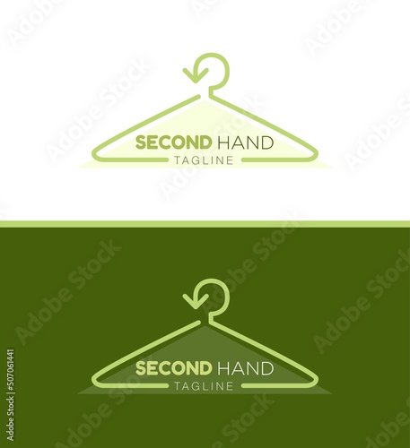 Second hand clothing logo template, thrift store logotype, flea market clothes vector icon design, thrift garments branding, isolated on background