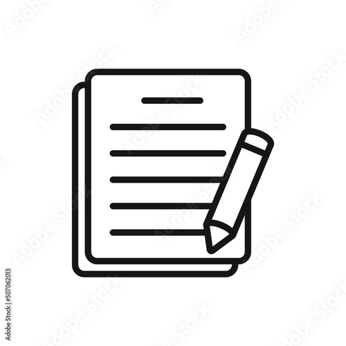 Pencil with paper icon  Contract vector icon