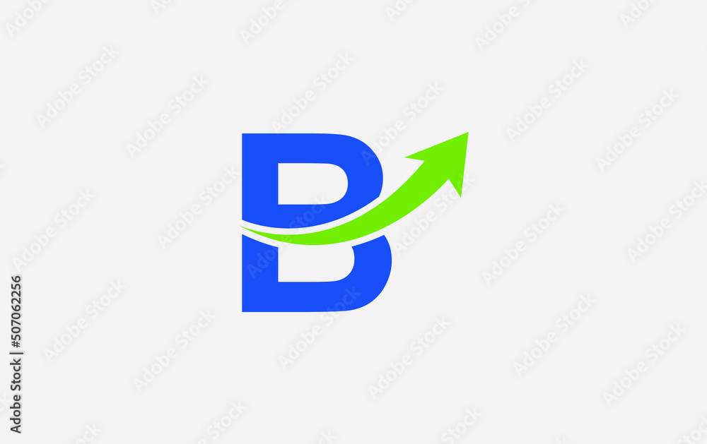 Growth arrow icon and financial logo design vector with the letters and alphabets B Growth arrow icon and financial logo design vector with the letters and alphabets B