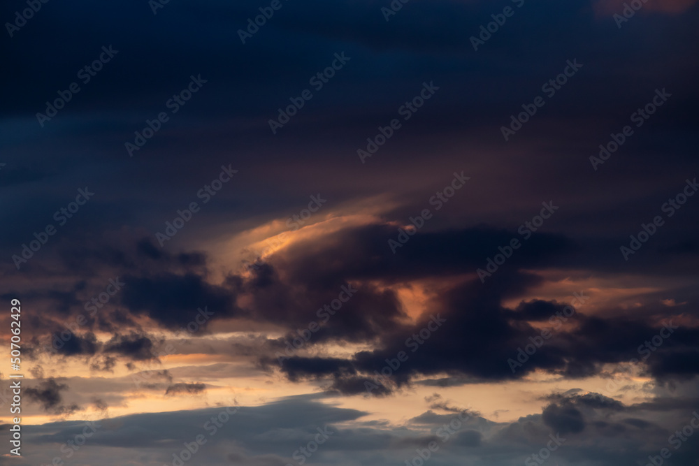 Dramatic red sky at sunset