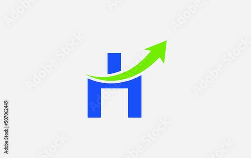 Free Download Growth arrow icon and financial logo design vector with the letters and alphabets H - GFXLoad