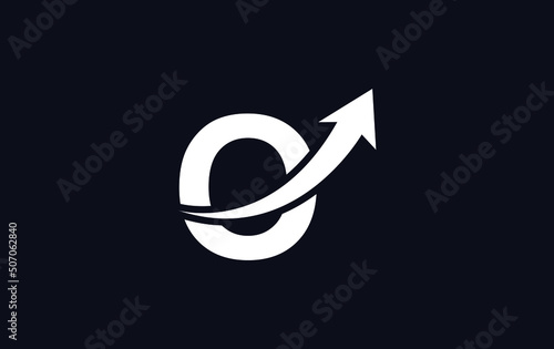 Growth arrow icon and financial logo design vector with the letters and alphabets O