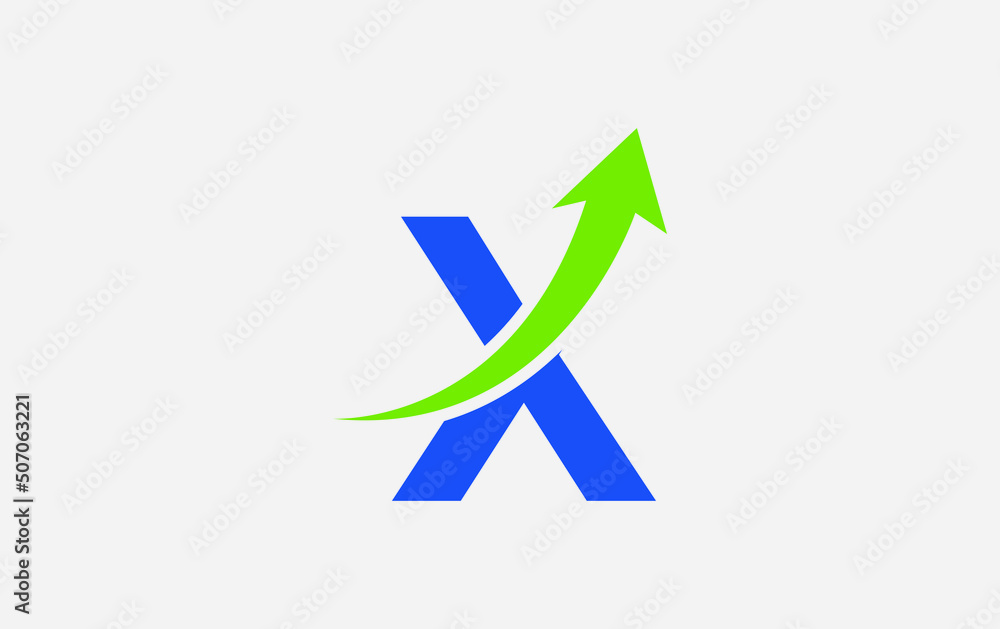 Growth arrow icon and financial logo design vector with the letters and alphabets X Growth arrow icon and financial logo design vector with the letters and alphabets X