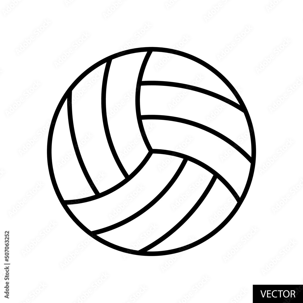 Volleyball vector icon in line style design for website design, app, UI, isolated on white background. Editable stroke. Vector illustration.